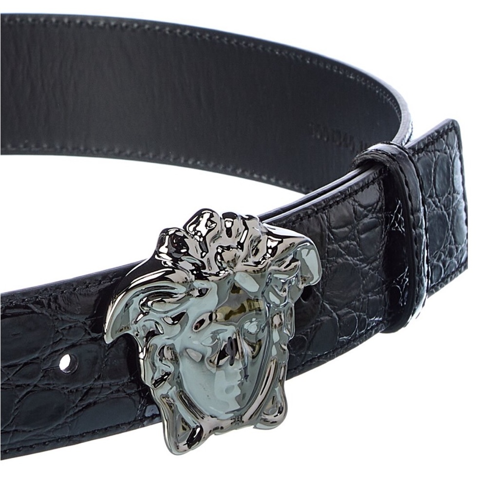 Versace Crocodile Embossed Leather Belt